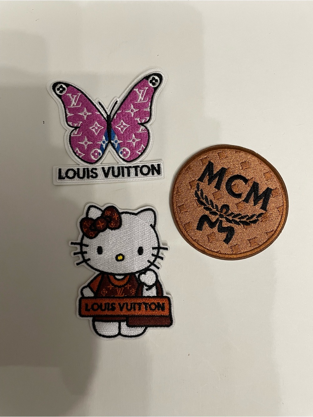 Fashion designer Pink Butterfly and Hello Kitty Patch Set (set of 3)